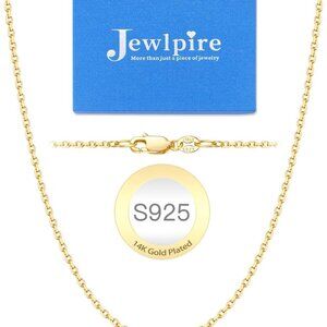 Italian 14K Real Gold Over 925 Sterling Silver Chain Necklace for Women